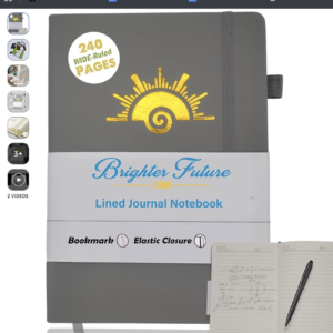 faith & focus a5 lined journal notebook brown