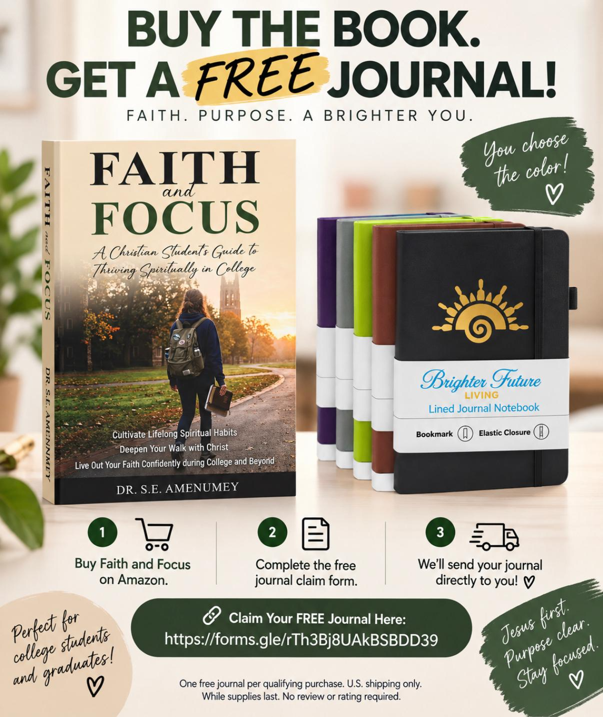 Buy Faith and Focus and get a free journal promotion