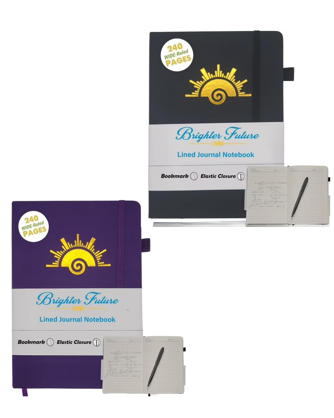 A5 Lined Journal Notebook 2-Pack in assorted colors