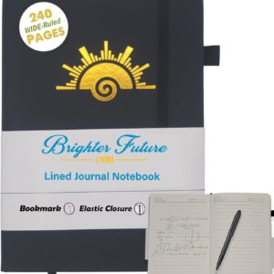 Lined Journal Notebook - A5 Hardcover Faux Leather Journals | - Journaling Notebook for Women Men | 240 Pages Ruled Notebooks Writing Travel Business Work Journal | Great Gift for Graduates and Teachers (Black)