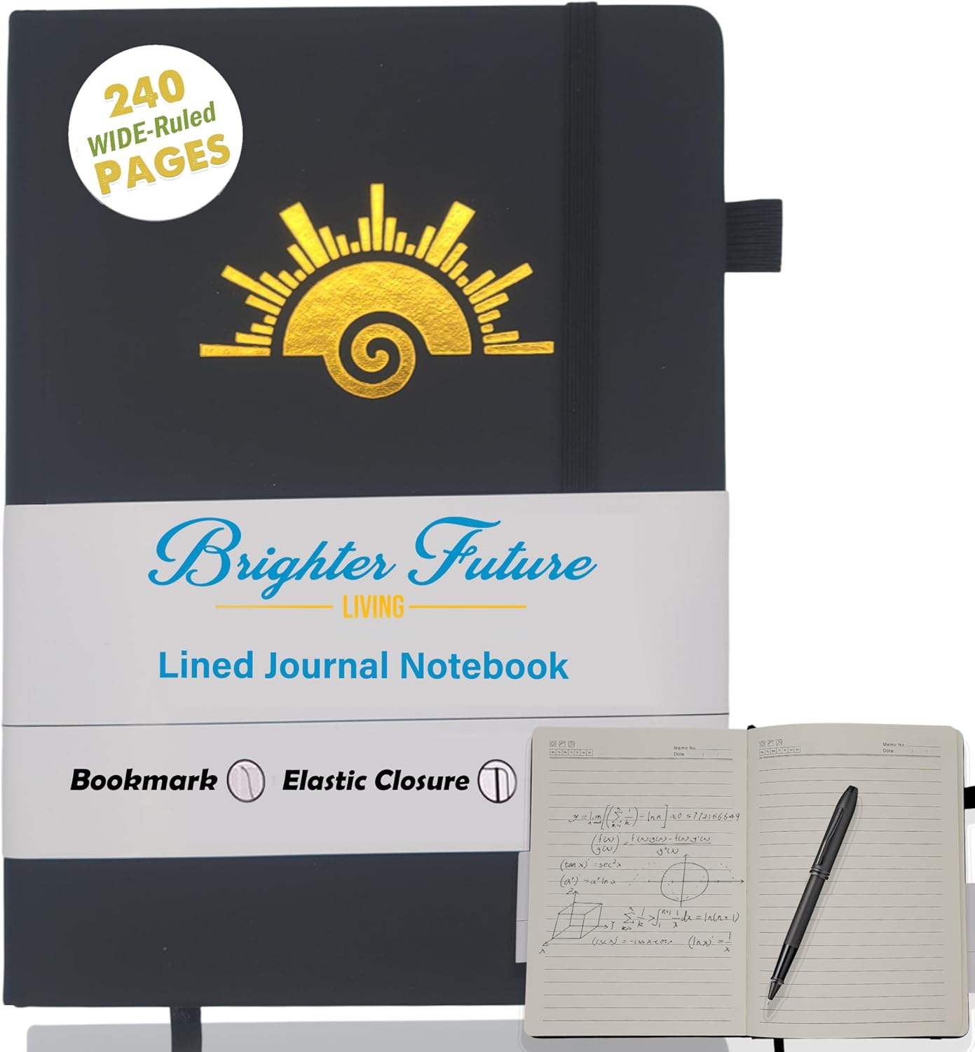 Lined Journal Notebook - A5 Hardcover Faux Leather Journals | - Journaling Notebook for Women Men | 240 Pages Ruled Notebooks Writing Travel Business Work Journal | Great Gift for Graduates and Teachers (Black)