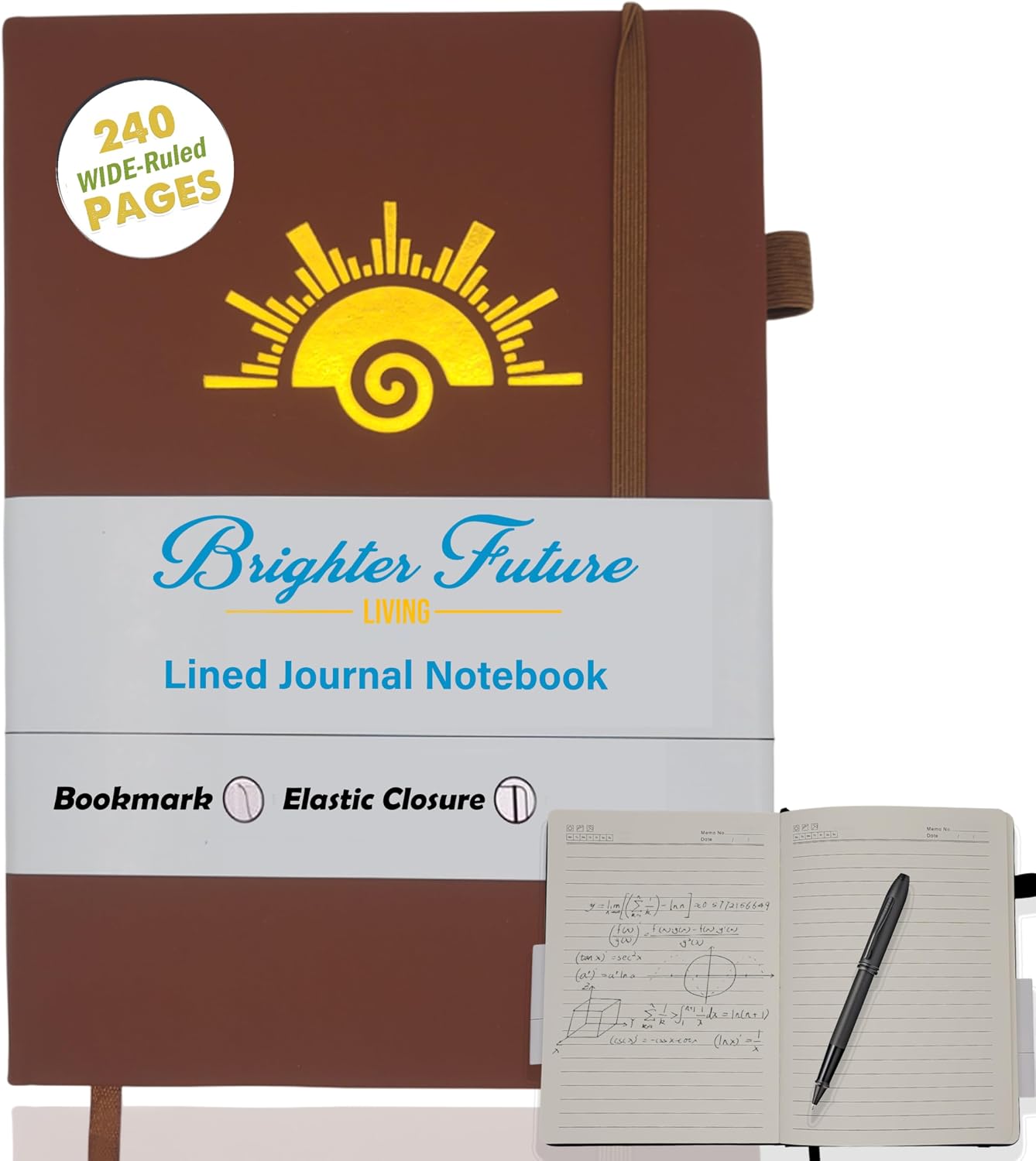 Lined Journal Notebook - A5 Hardcover Faux Leather Journals | - Journaling Notebook for Women Men | 240 Pages Ruled Notebooks Writing Travel Business Work Journal | Great Gift for Graduates and Teachers (Brown)
