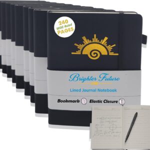 BrighterFutureLiving Lined Journal Notebook - A5 Hardcover Faux Leather Journals | - Journaling Notebook for Women Men | 240 Pages Ruled Notebooks Writing Travel Business Work Journal | Great Gift for Every Occasion (Black Pack of 10)