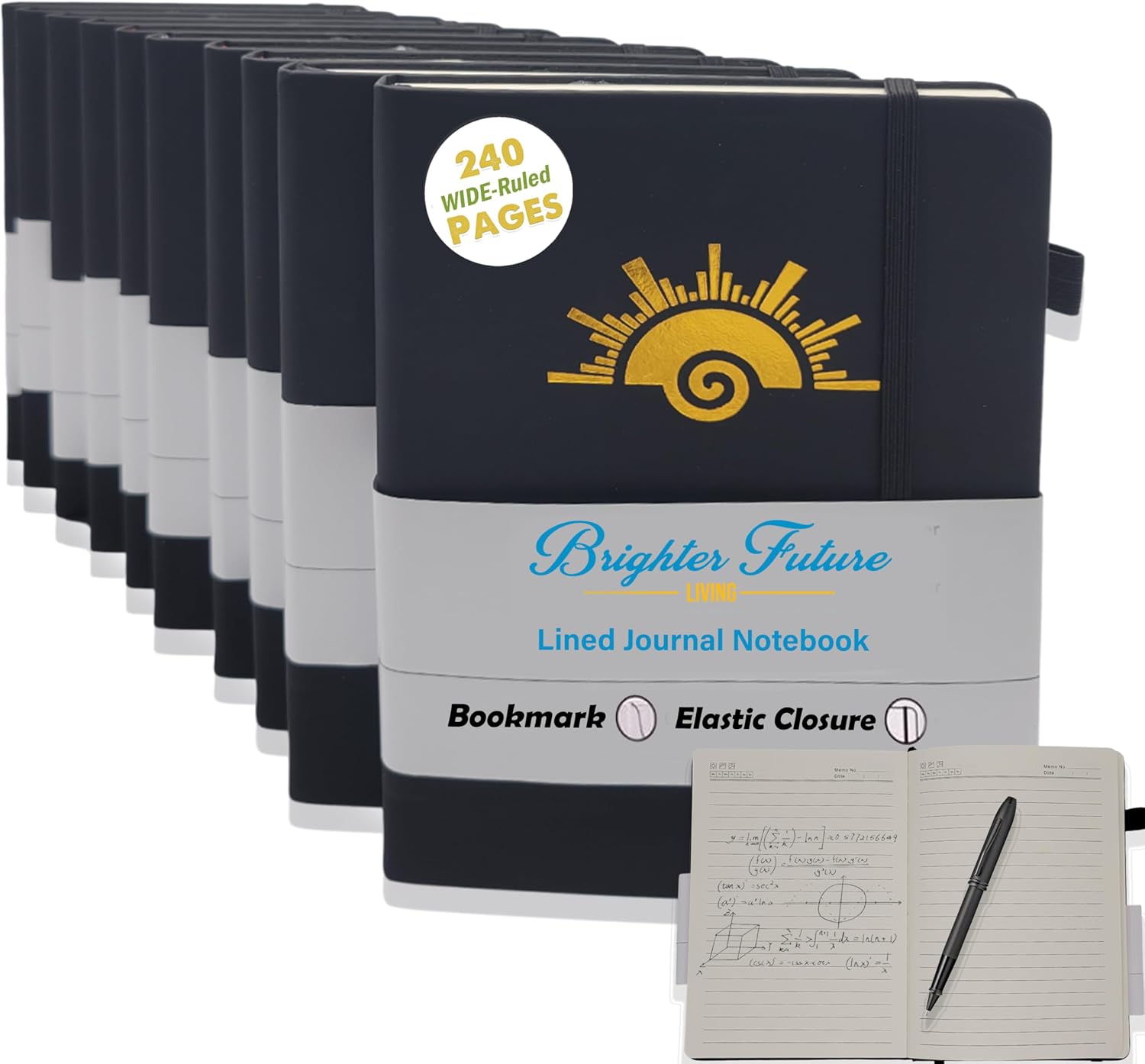A5 Lined Journal Notebook 10-Pack in assorted colors