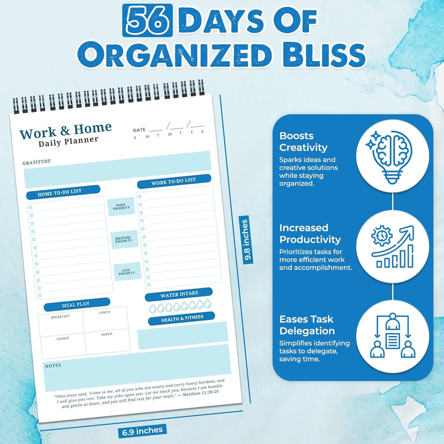 BrighterFutureLiving Work & Home To-Do Daily Planner Notepad Bundle of 6 Organize Tasks, Track Health, Find Inspiration with Gratitude & Bible Verses for Men & Women at School/Office. - Image 4
