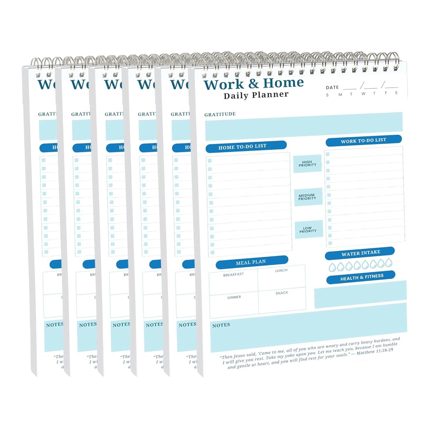 Work and Home To-Do Daily Planner Notepad 6-Pack