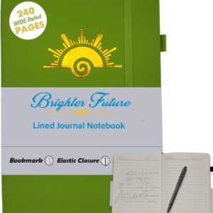 Lined Journal Notebook - A5 Hardcover Faux Leather Journals | - Journaling Notebook for Women Men | 240 Pages Ruled Notebooks Writing Travel Business Work Journal | Great Gift for Graduates and Teachers (Green)