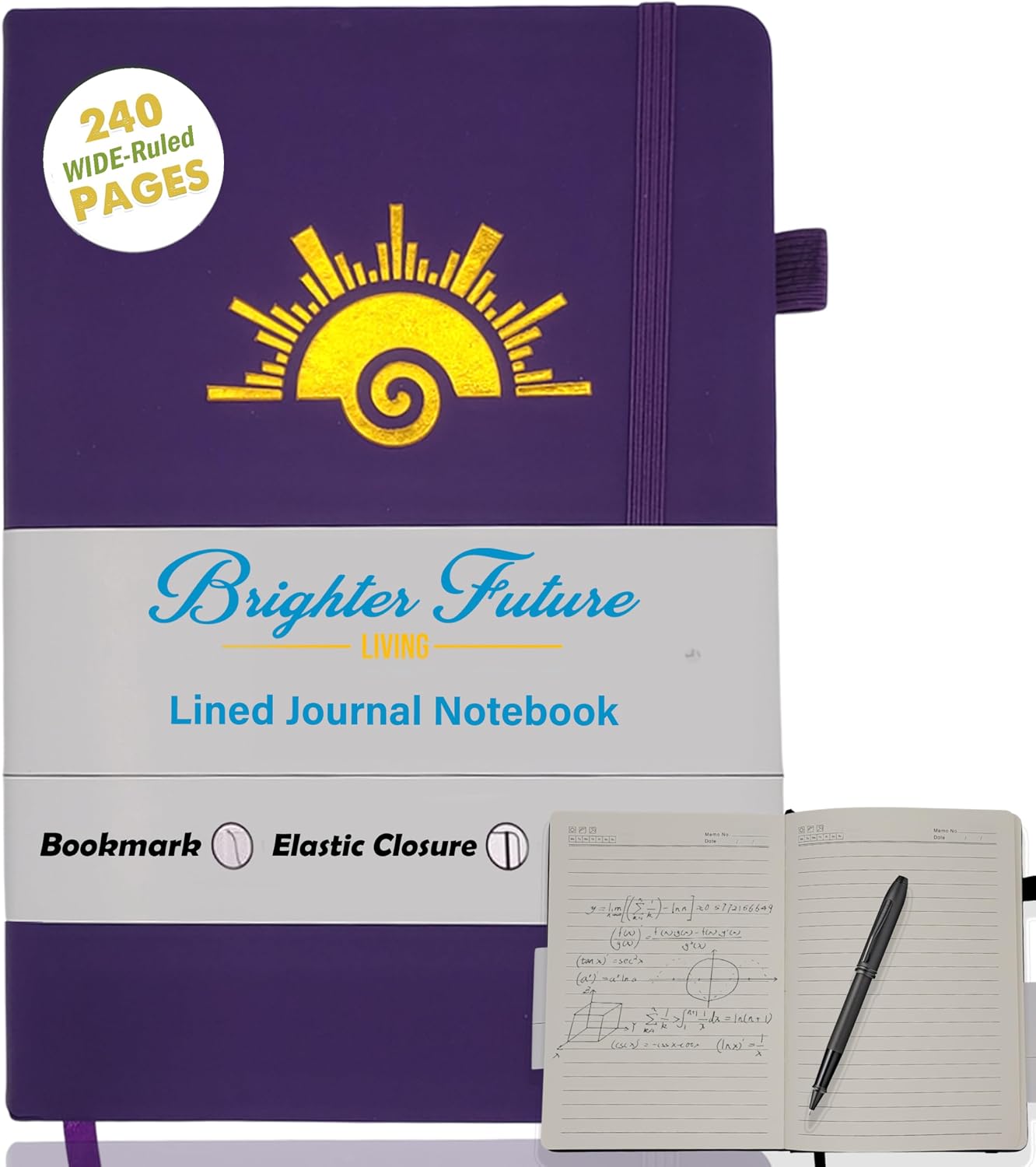 Lined Journal Notebook - A5 Hardcover Faux Leather Journals | - Journaling Notebook for Women Men | 240 Pages Ruled Notebooks Writing Travel Business Work Journal | Great Gift for Every Occasion (Purple)
