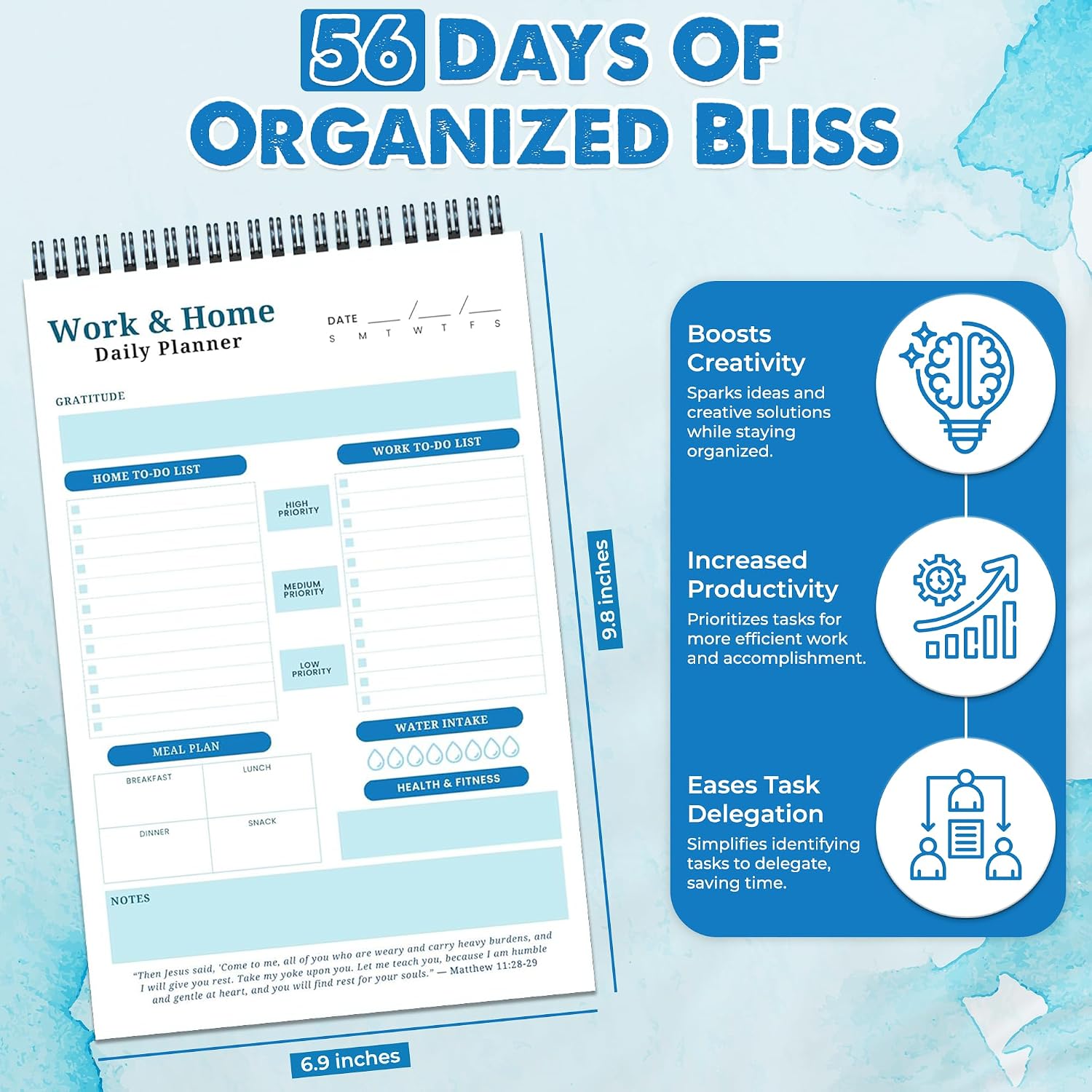 BrighterFutureLiving Work & Home To-Do Daily Planner Notepad: Organize Tasks, Track Health, Find Inspiration with Gratitude & Bible Verses for Men & Women at School/Office. - Image 4