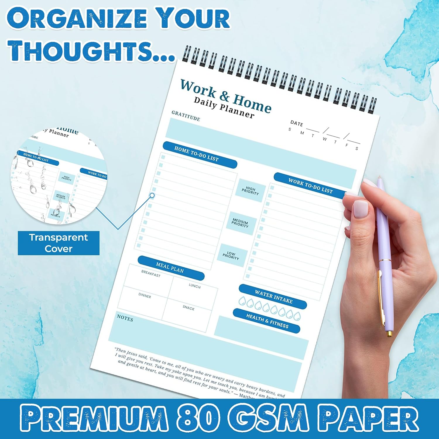 BrighterFutureLiving Work & Home To-Do Daily Planner Notepad: Organize Tasks, Track Health, Find Inspiration with Gratitude & Bible Verses for Men & Women at School/Office. - Image 5
